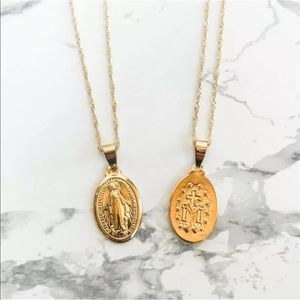 Gold Virgin Mary Pendant Necklace